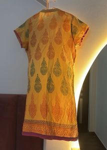 Yellow Printed Cotton Kurta