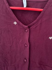 Burgundy Embroidered Blouse