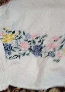 Embroidered White Cropped Top