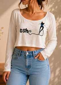 🎀100rs SALE🎀Cute Cat Graphic Crop Top