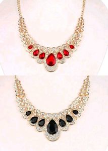 Stunning Red/Black Stone Necklace &amp; Earring Set