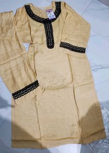 Elegant peach Kurta with Black Embellishments