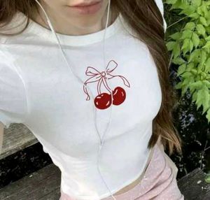 Cute Cherry Graphic Crop Top