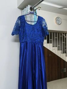 Royal Blue Lace &amp; Satin Gown