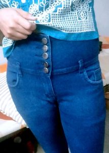 High Waisted Blue Denim Jeans