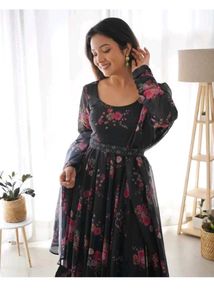 Floral Print Anarkali Gown