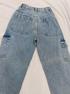 Light Wash denim Cargo Jeans
