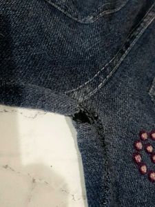 Embellished Blue Denim Leggings