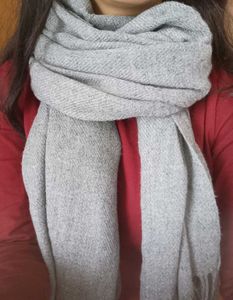 Gray Fringed Scarf