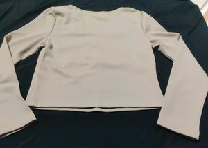 Ribbed Long Sleeve Top with Lace Trim