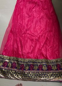Vibrant Pink Embroidered Lehenga Skirt