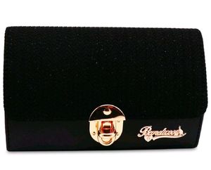 Chic Black Textured Crossbody Bag