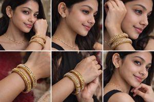 Elegant Pearl & Crystal Bangles Set