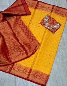 Elegant Yellow silk Saree