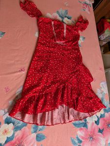 Red Polka Dot Ruffle Mini Dress ❤️