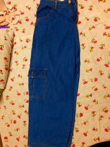 Blue Denim Cargo Pants