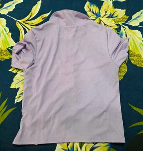 Purple Striped Button-Up Shirt
