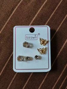 Cute Butterfly &amp; Crystal Stud Earring Set