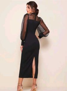 Sheer Sleeve Midi Dress