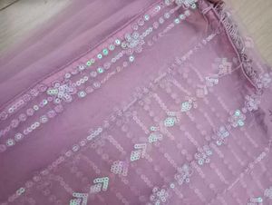 Elegant Party Wear Pink Net Sequence Saree