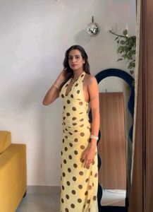 Polka Dot Halter Neck Maxi Dress