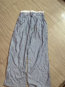 Blue &amp; White Striped Wide Leg Pants
