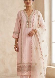 Pink Embroidered Kurta Set with Dupatta