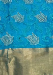 Beautiful Blue Embroidered Saree