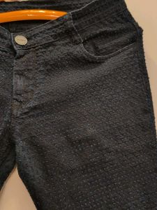 Sassy NavyBlue knit designer skinny Jeans- dotted