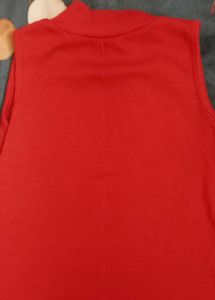 Sleeveless Red Mock Neck Top