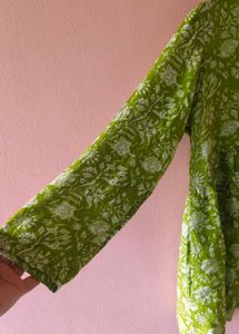 Green Floral Print Kurta