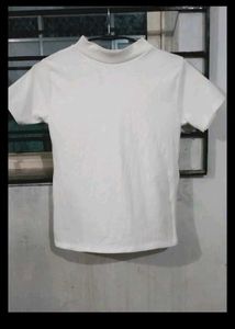 Women's White Mock Neck Top