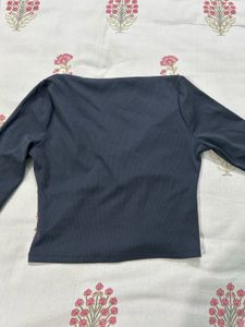 Ribbed Lace Trim Wrap Top