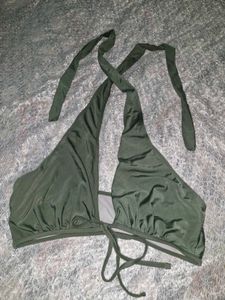Olive Green Halter Bikini Top
