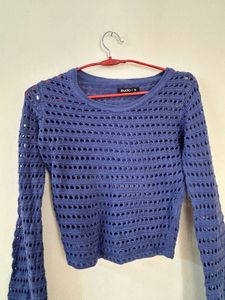 Stylish Blue Cropped crochet top