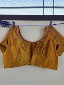 Embroidered Mustard Silk Lehenga -3 pc