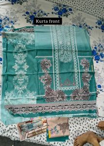Pure Cotton Teal Kurta Fabric