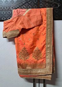 🪞Vintage Orange Saree with Blouse