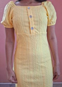 Lemon Yellow Eyelet Dress
