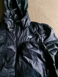 Adidas Retro Black Hooded Windbreaker Jacket