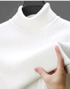 White Turtleneck Knit Sweater