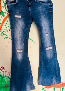 Branded Flared Jeans Rough Look