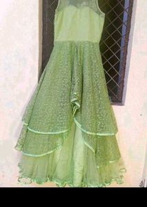 bust 38 Elegant Green Embroidered Gown