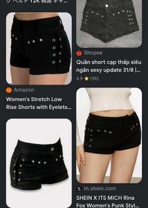 Black skull grunge Denim Shorts