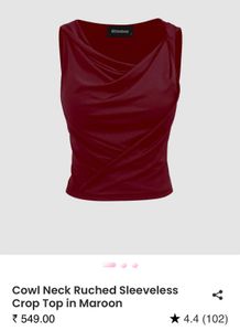 Maroon Cowl Neck Ruched Crop Top