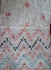 Embroidered White Kurta Set with Dupatta