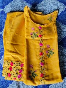 Yellow Embroidered Kurta Set with Pants