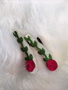 Floral Embroidered Hair Clips