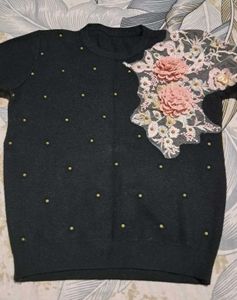 Black Embellished Knit Sweater