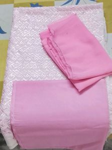 Unstitched heavy Chikankari Pink full suit set